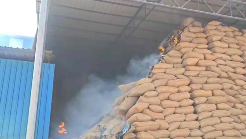 राइस मिल में लगी भीषण आग, लाखों के धान जलकर हुए खाक, मची अफरा-तफरी