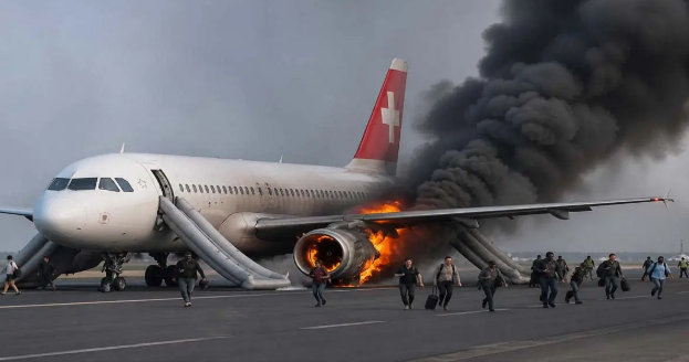 दिल्ली एयरपोर्ट पर हादसा: रनवे पर धधका विमान का इंजन, 6 यात्री घायल